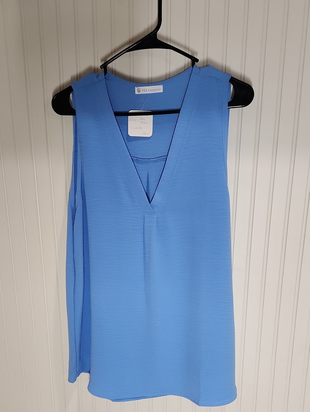FSL Apparel Sky Blue Sleeveless V-Neck Blouse
